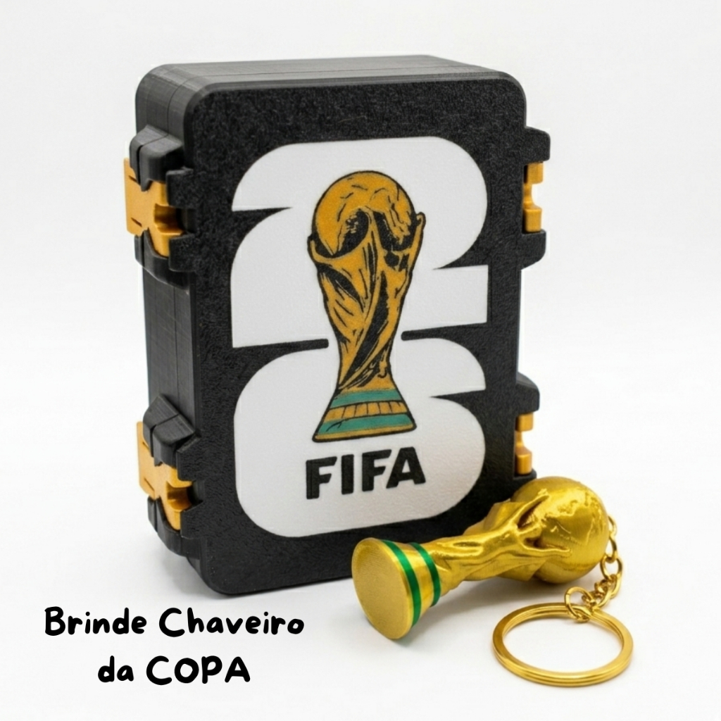 Caixa de Figurinhas Album da COPA DO MUNDO Brinde Chaveiro da COPA Compartimento para 500 Figurinhas