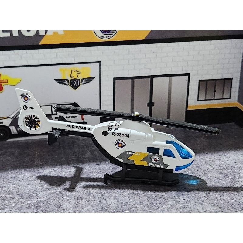 HELICÓPTERO PMSP RODOVIÁRIA TOR EM METAL ACOMPANHA EMBALAGEM DE ACETATO CUSTOM ESCALA 1.64 TAMANHO 7CM NOVO MADE CHINA