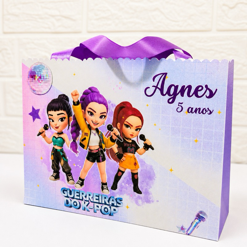 Sacolinha Guerreiras K Pop Personalizada | Lembrancinha Festa Infantil Guerrreiras K Pop com Nome