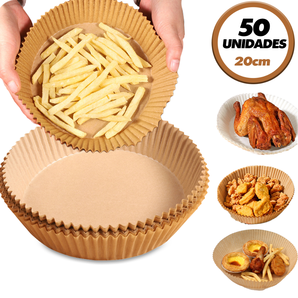 Forro de Papel Antiaderente Para Airfryer – 50 unidades