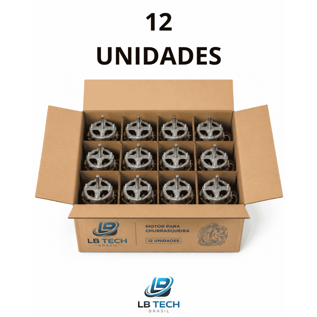 Kit 12 Motores Para Churrasqueira Gira Grill Giratória 3 4 5 6 Espetos Gme Maxtorque Bivolt