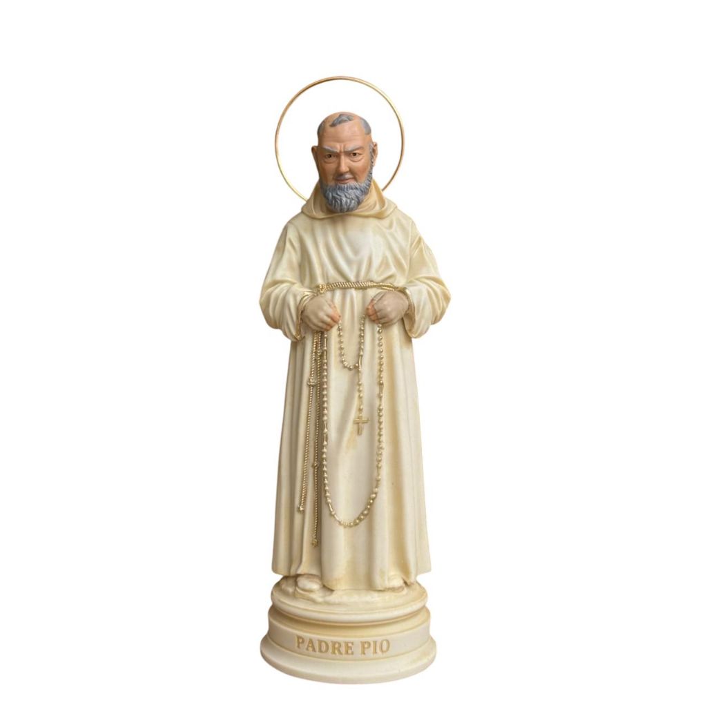 Imagem Nova São Padre Pio Resina Marfim 25cm