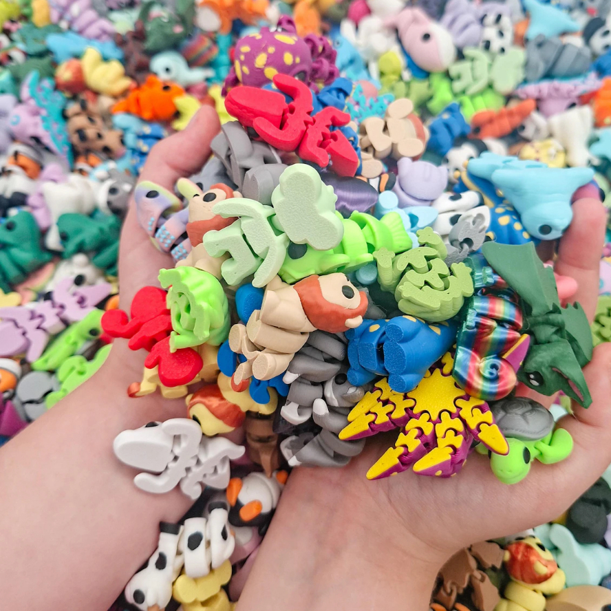 Kit Mini Animais Articulados 3D (4 a 6cm) - Saquinho Surpresa