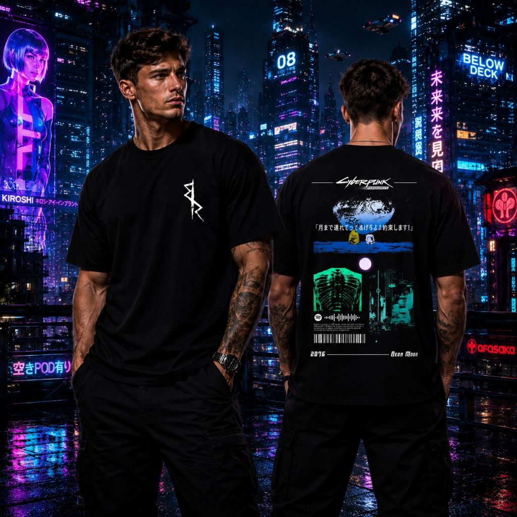 Camiseta Cyberpunk 100% algodão premium, confortável, estilosa e perfeita para looks streetwear modernos Lançamento