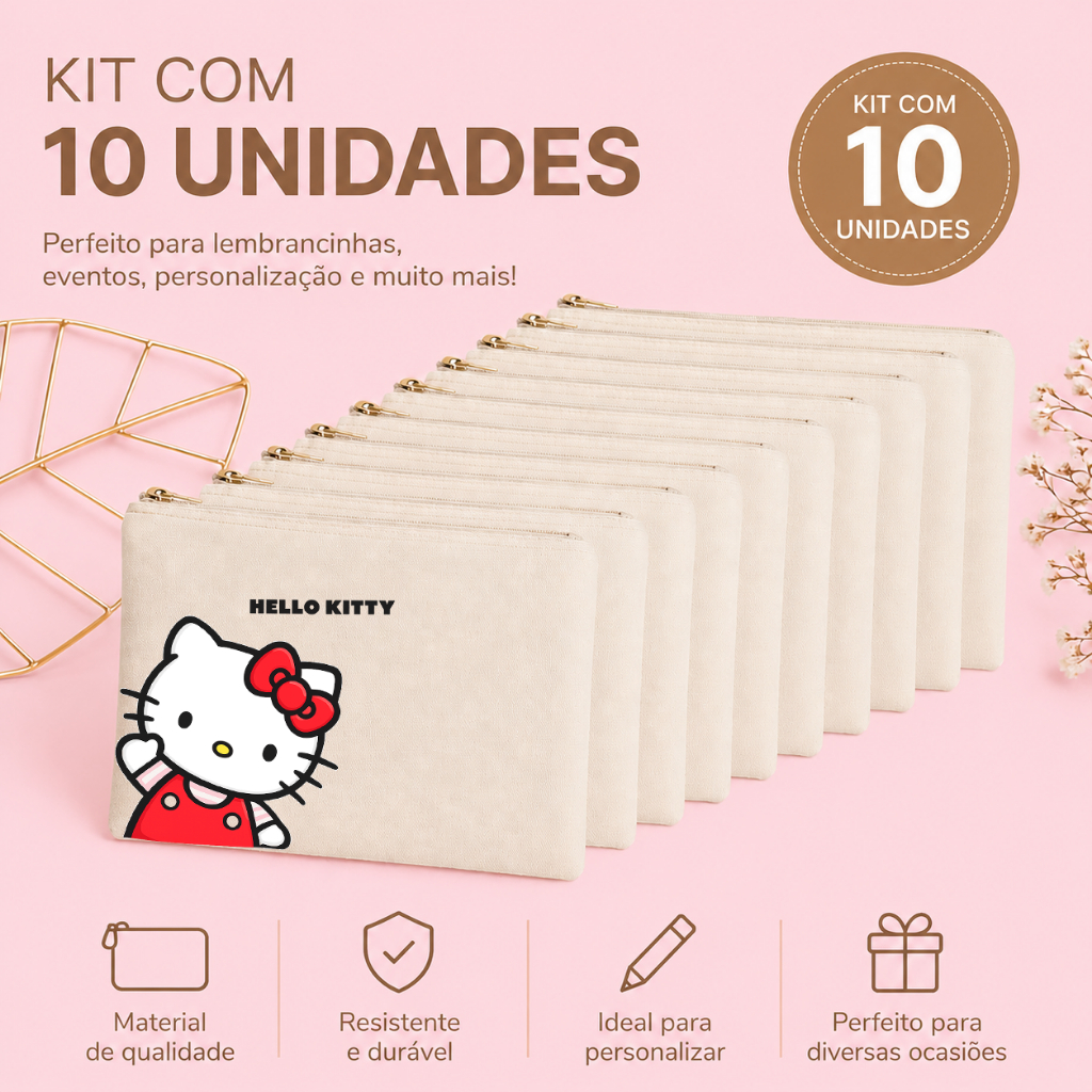 Detalhes do Kit 10 Necessaire Hello Kitty Bolsinhas Lembrancinha Personagem Envio Imediato