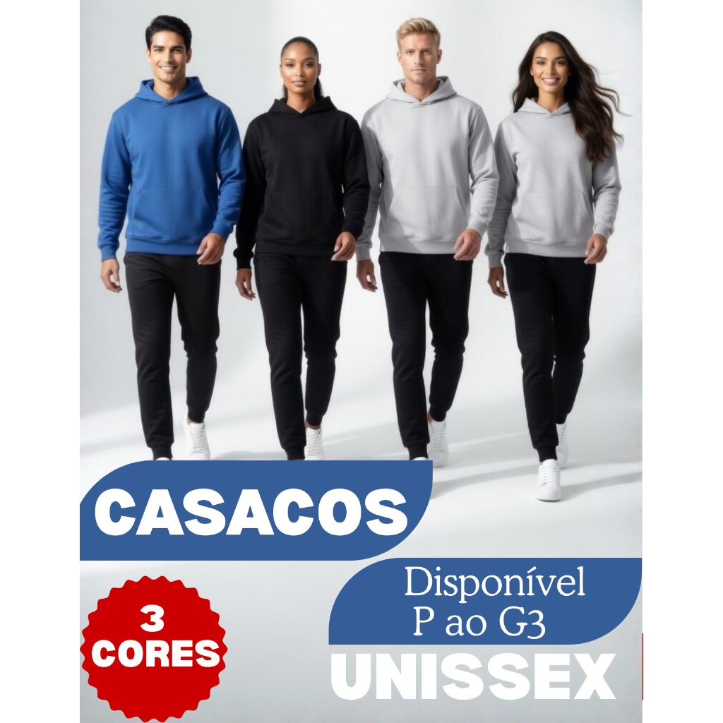 Blusa Frio Casaco Canguru Moletom Flanelado Feminina e Masculina Casaco Liso Unissex Capuz Adulto
