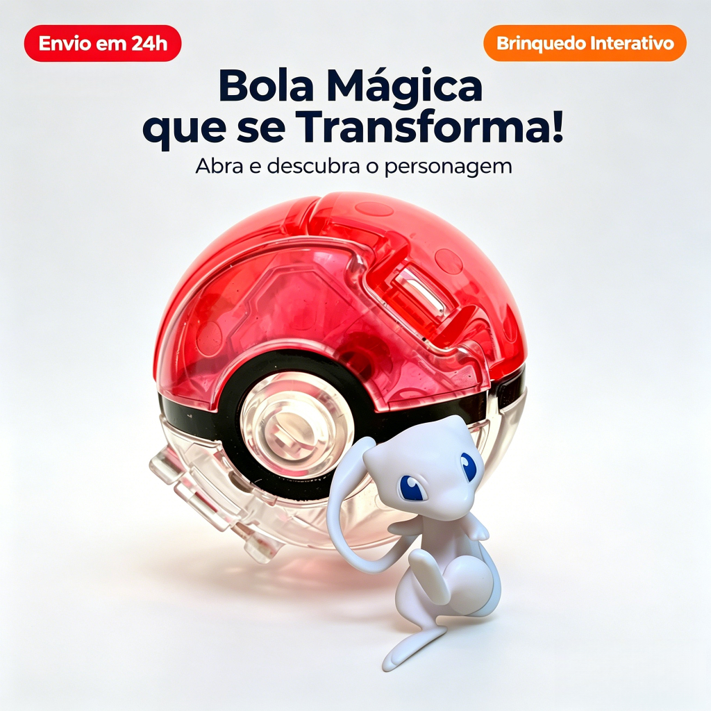 Brinquedo Poké Bola com Mew Pokémon Transformável Boneco Colecionável Interativo para Presente