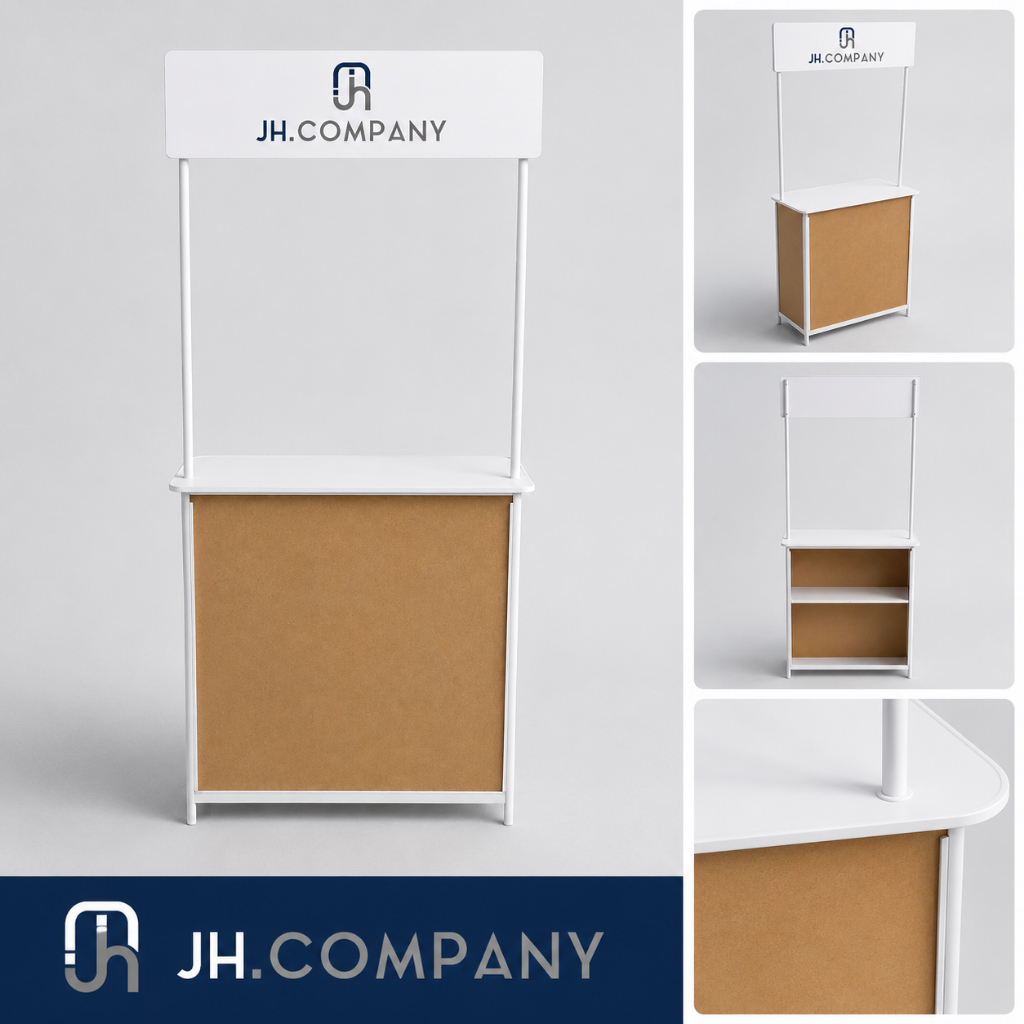 Balcão PDV Promocional 81x44x195cm Com Testeira MDF Cru Feiras Eventos Mercados