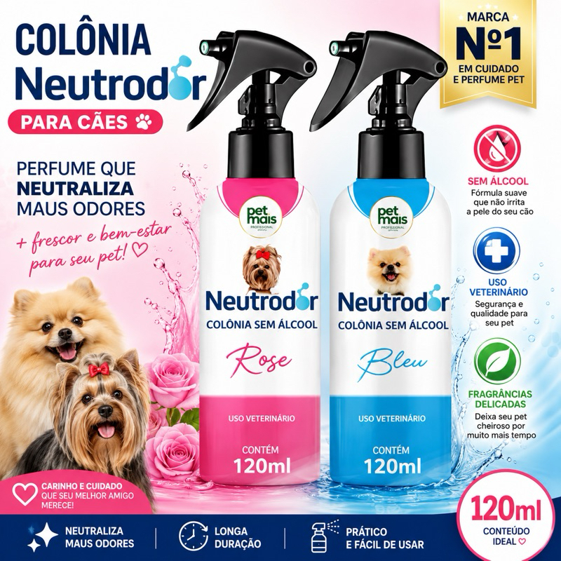 Perfume Colônia Pet Neutrodor 120ml Sem Álcool Para Cães Spray Petmais