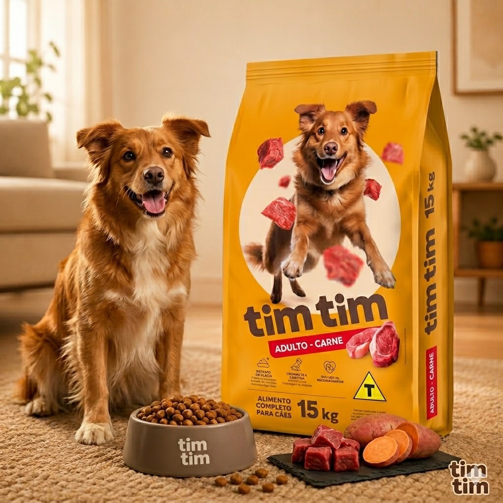 Ração Para Cachorro Caes Premium 15kg Tim Adultos Sabor Carne