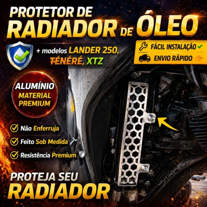 kit protetor de radiador de óleo para XTZ 250, LANDER 250, TÉNÉRÉ 250 QUALQUER ANO