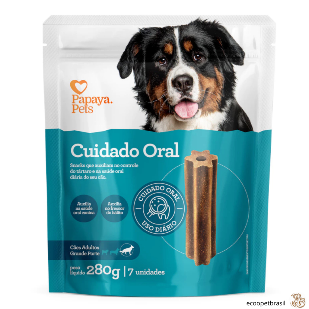 Petisco Cuidado Oral Pet Papaya para Cães Adulto Porte Pequeno, Médio ou Grande Snack para Cachorro