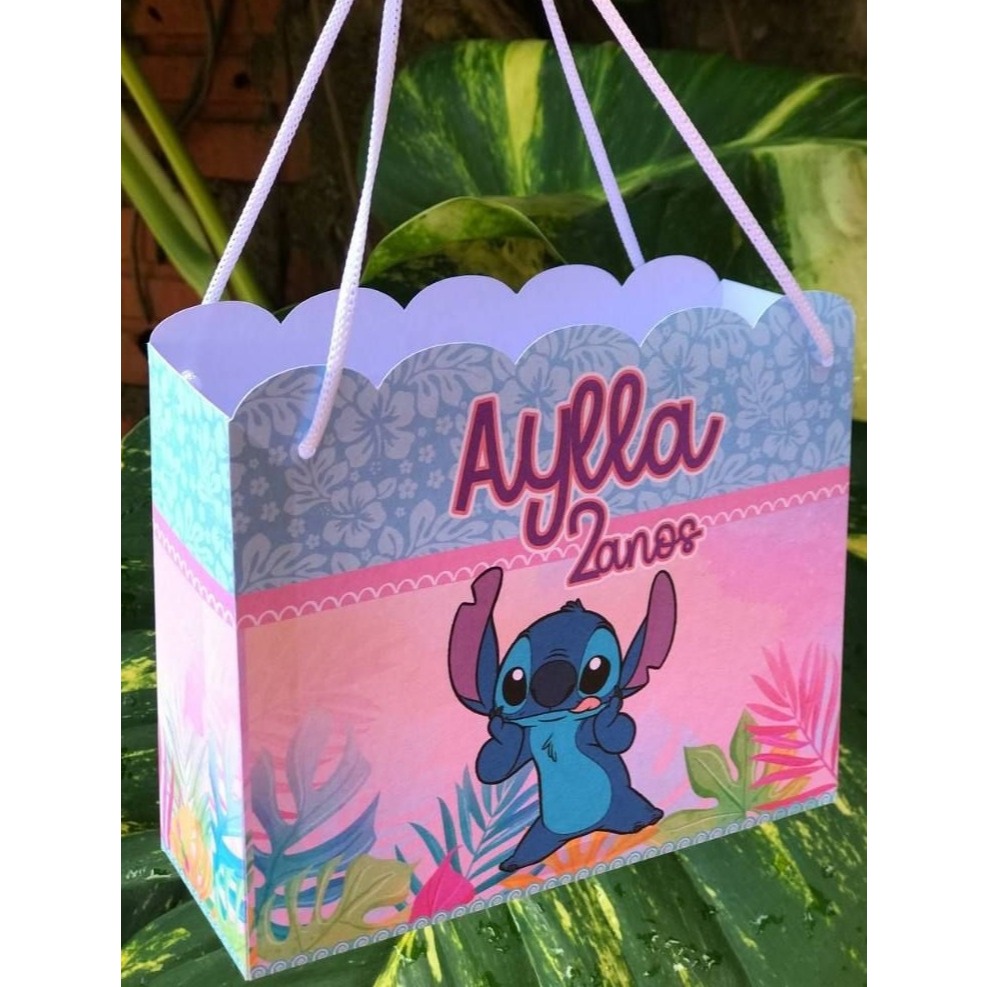 10 Sacolinhas Stitch Personalizadas, Lembrancinha Stitch, Sacolinh Para Doces, Festa Infantil, Nome e Idade