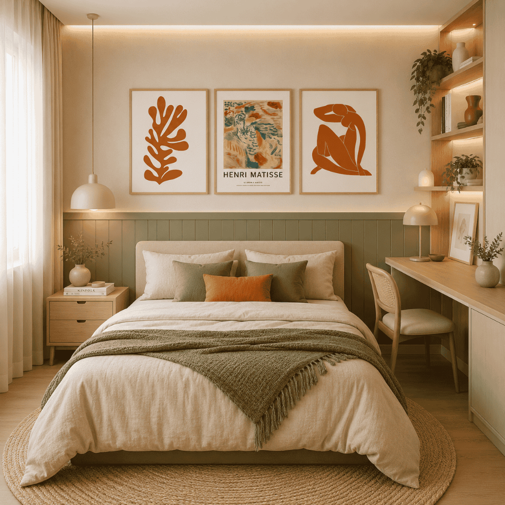 Quadro decorativo 3 peças Matisse Laranja Pintura Abstrata decoraçao casa quarto sala — imagem 2 de 2