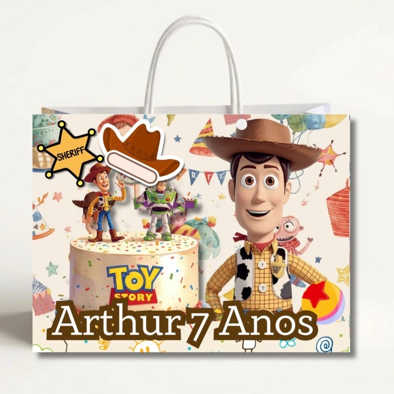 Sacolinha aniversário Toy story lembrancinha sacolinha personalizada (enviadas montadas)