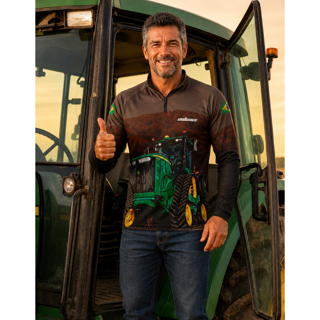 Camisa Agro Trator Agropecuaria Tecido Termico Fresco Confortável Proteção Solar50+