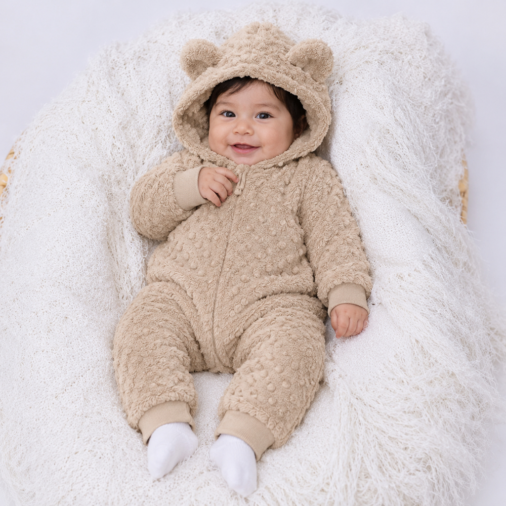 Macacão Para Bebê de Inverno Frio Manga Longa Com Ziper Soft Bolha Quentinho Menino Menina