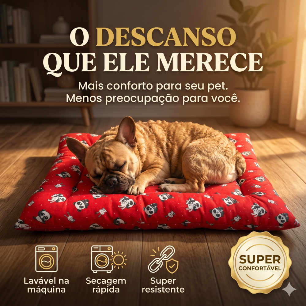 Colchonete Pet Colchão Pra Cachorro Cama Caminha Para Cães e Gatos Poliéster Lavável Resistente