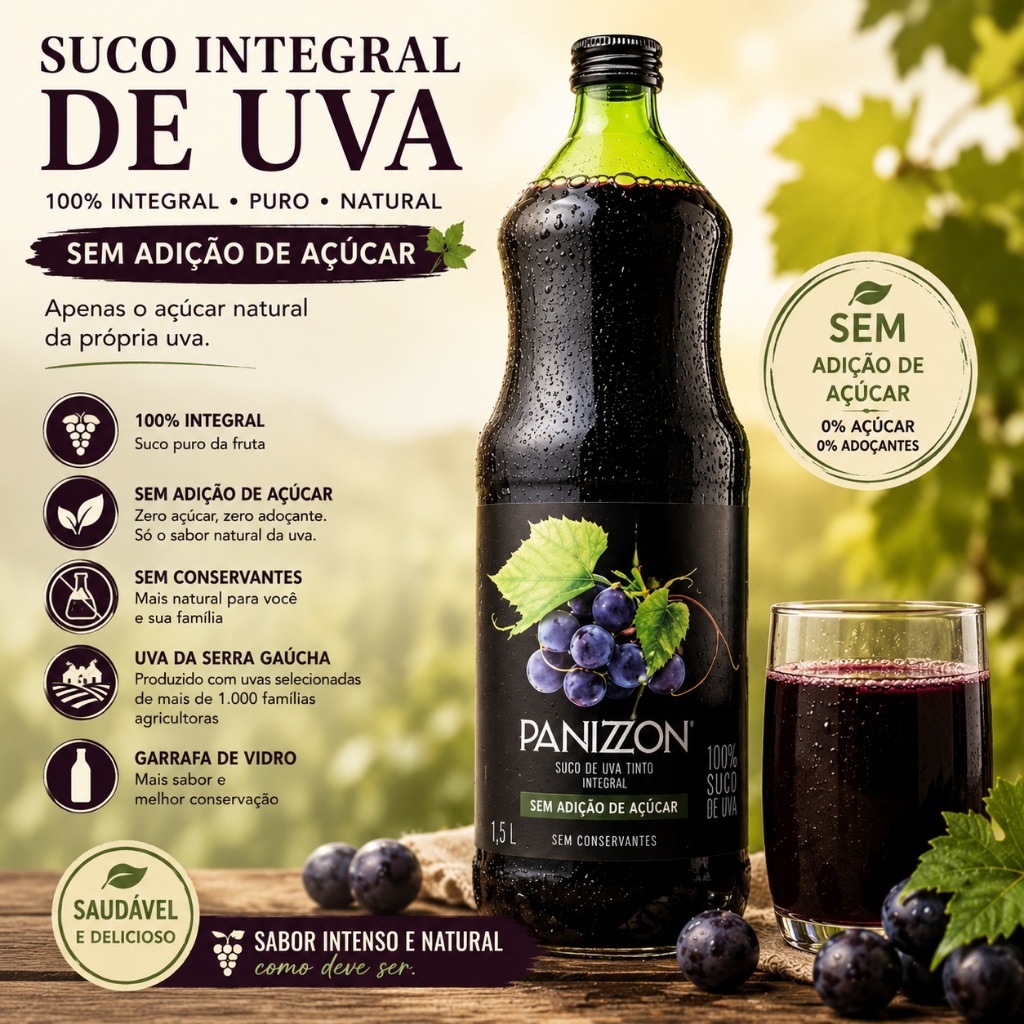 Suco Uva Tinto Integral Panizzon 1,5L