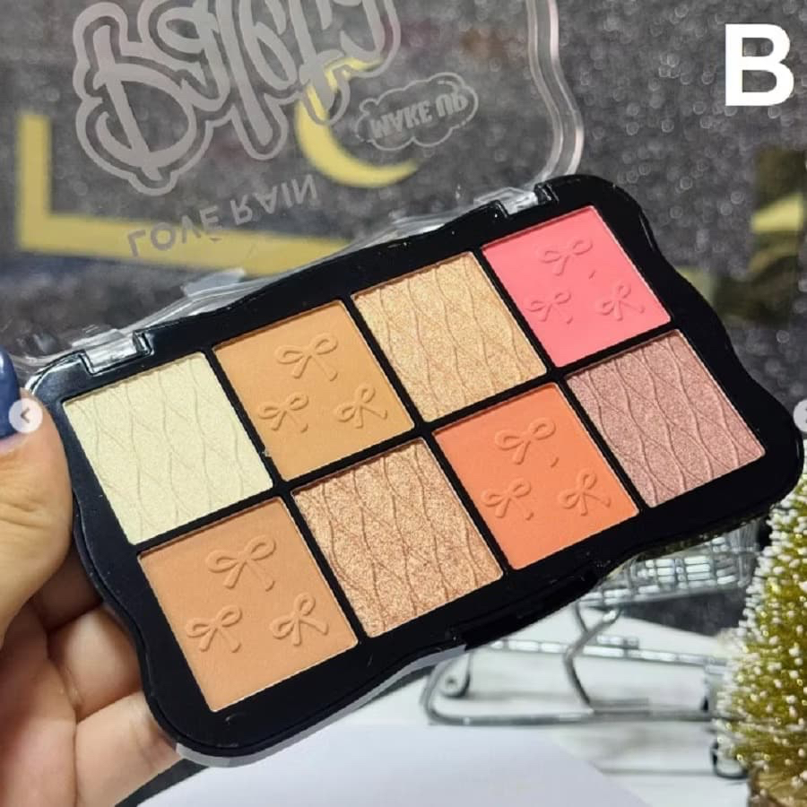 Quarteto Iluminador + Blush + Contorno + Sombra | Paleta Linda E Enorme Pigmentação