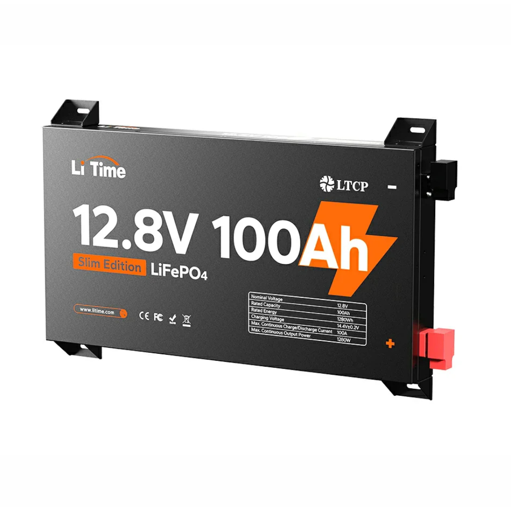 Bateria Slim Lítio Lifepo4 12V 100Ah BMS Solar Motorhome Som Automotivo Camper Náutica