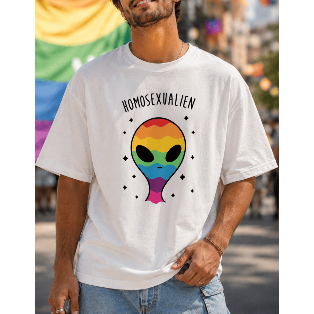Camiseta Lgbt Mês Do Orgulho Homosexualien Alien Lgbtqia+ Camisa Alien Pride Colorida Algodão 100%