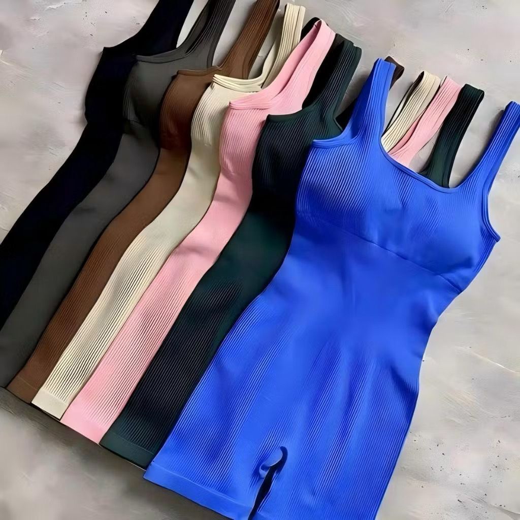 Conjunto Fitness Canelado Feminino, Macaquinho Feminino, Macacão Academia Poliamida 122