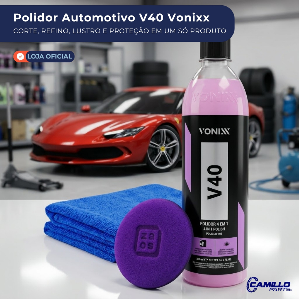 Imagem Polidor Automotivo Vonixx V40 4 Em 1 Corte Refino Lustro Proteção 500ml Limpeza