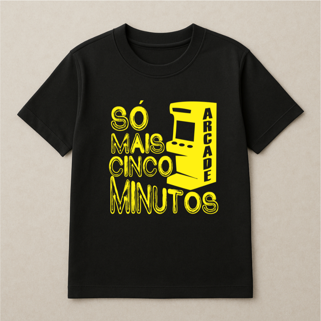 Camiseta Gamer Arcade Retrô Unissex Estampa Premium Geek Fliperama Do 2 ao G5 100% Poliéster Ótimo Acabamento E Durabili