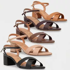 Sandália Vizzano Salto Bloco Médio Feminina Original Dia a Dia Festa