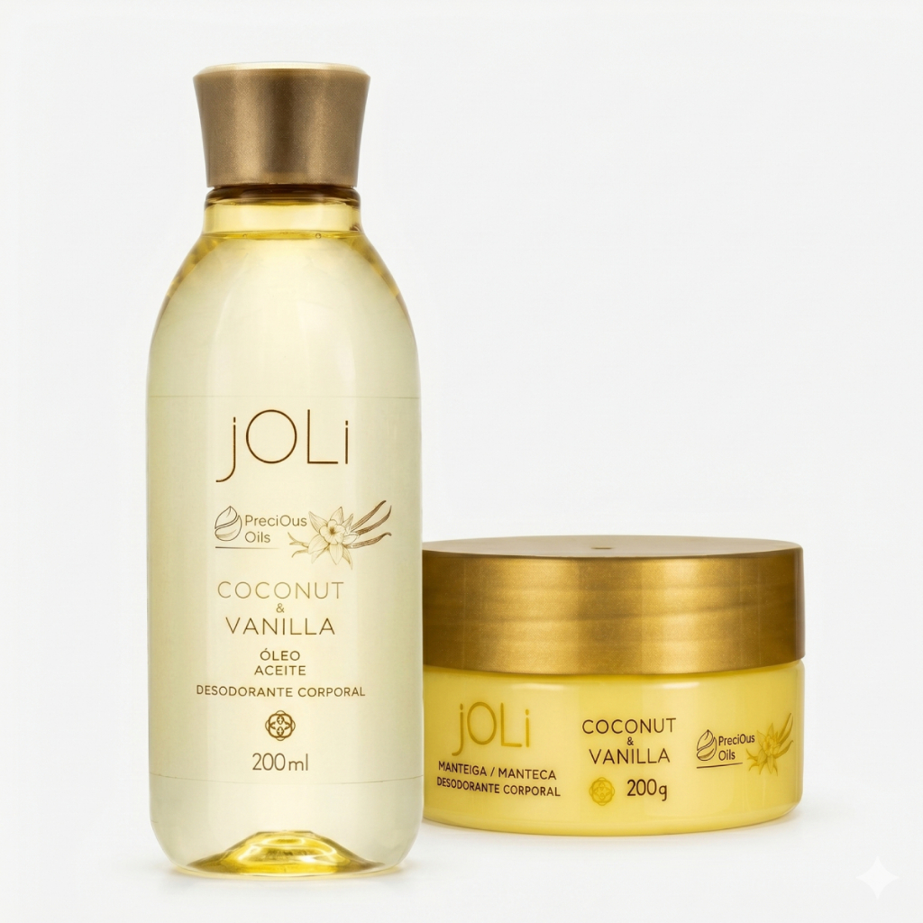 Kit Joli: Óleo em Creme Vanilla e Coco 200ml + Manteiga Hidratante 200ml Hinode