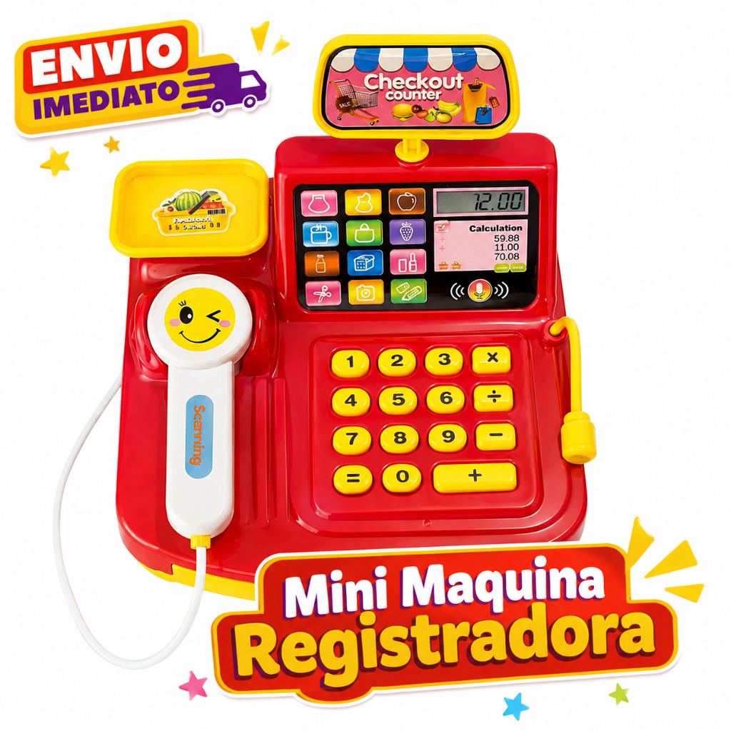 Caixa Registradora Brinquedo Infantil Mercadinho C/Luz E Som Maquina Registradora Scanner