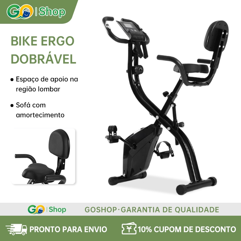 Bicicleta Ergométrica Dobrável Magnética Silenciosa 10 Níveis Resistência Monitor Cardíaco 150kg Treino em Casa
