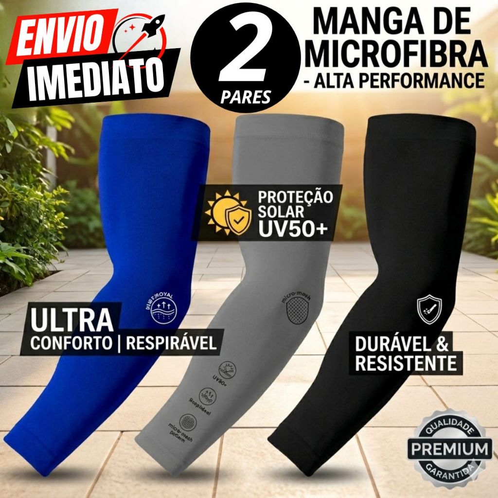 Kit C/2 Pares Manguito Proteção Solar Motoboy moto Manga Braço Ciclismo Corrida segunda Mangote