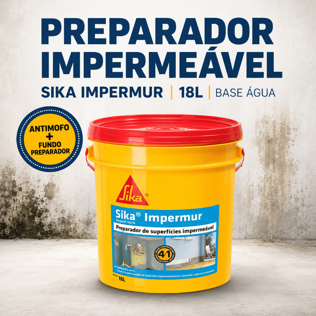Sikagard 905 W Sika Impermur 18L Fundo Preparador Impermeável Antimofo para Reboco Pedra e Parede