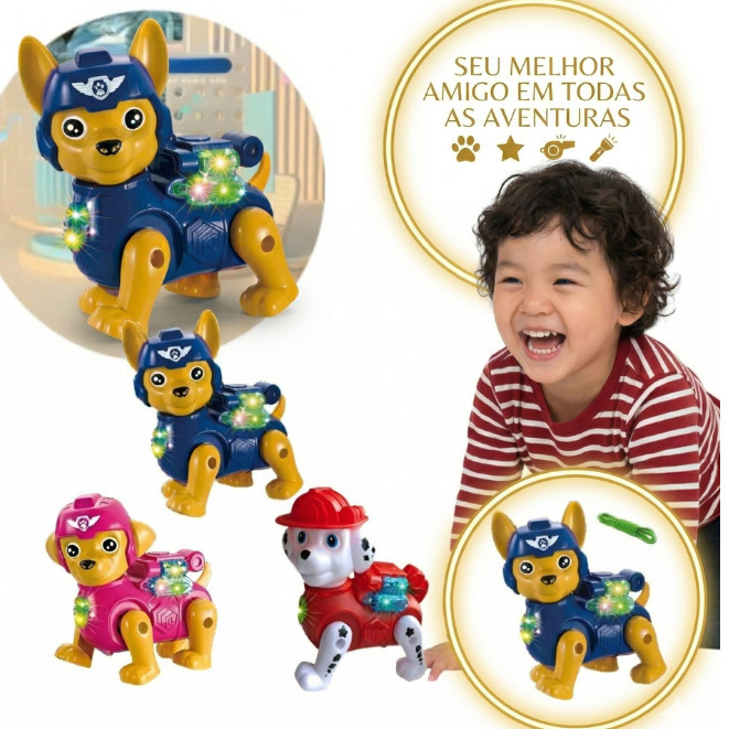 Brinquedo Patrulha Canina Infantil Cachorro Cachorrinho Robô Com Luz e Anda Pilha