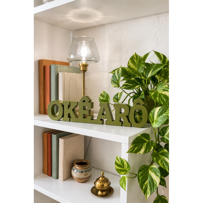 Letreiro Palavra Decorativo Okê Arô | Oxóssi Umbanda Decoração Espiritual para Casa e Altar