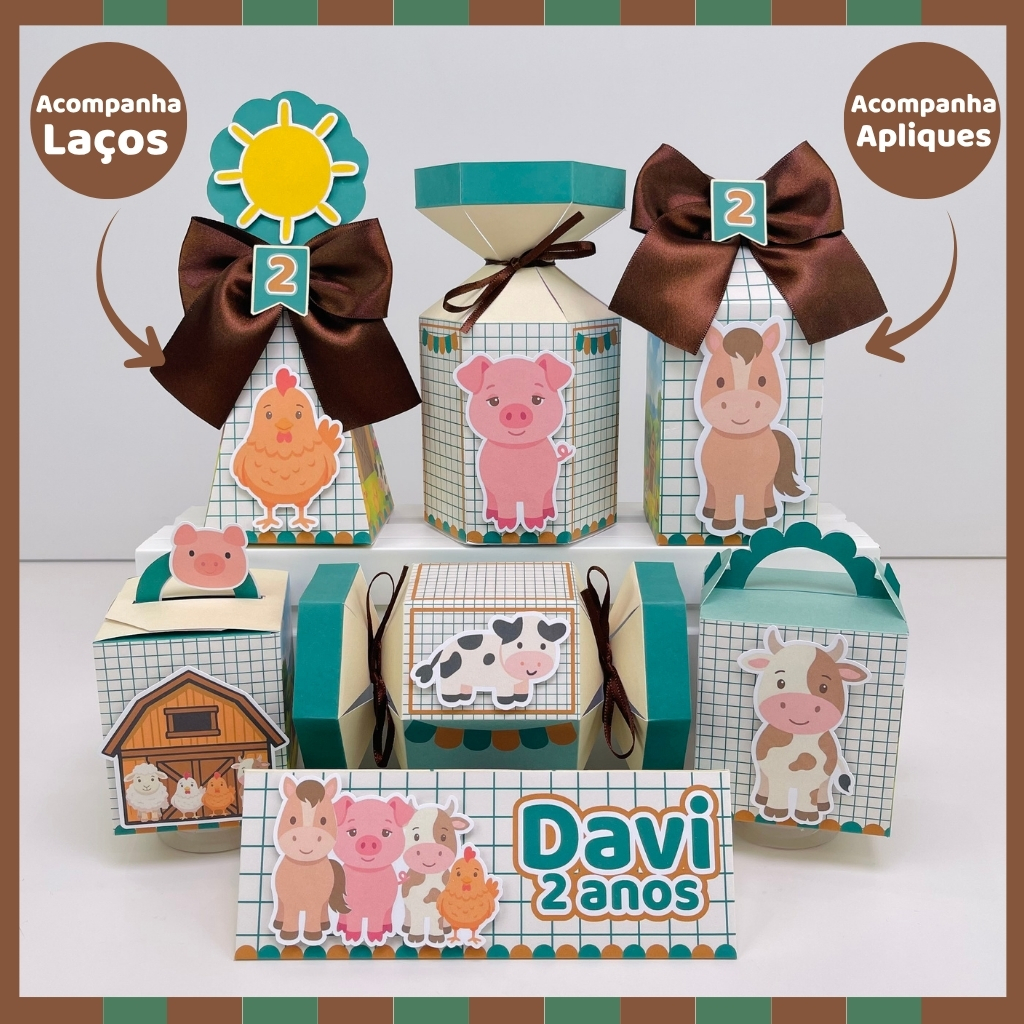 Kit Festa Fazendinha Animais Lembrancinha Personalizada Caixinhas Personalizadas Lembrancinhas de Aniversário