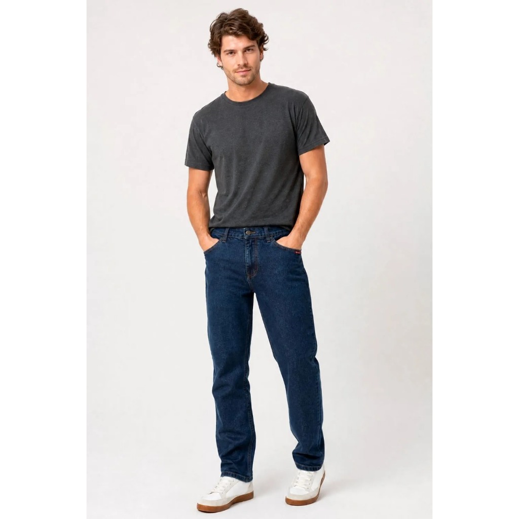 Calça Jeans Regular Básica Polo Wear Jeans Escuro