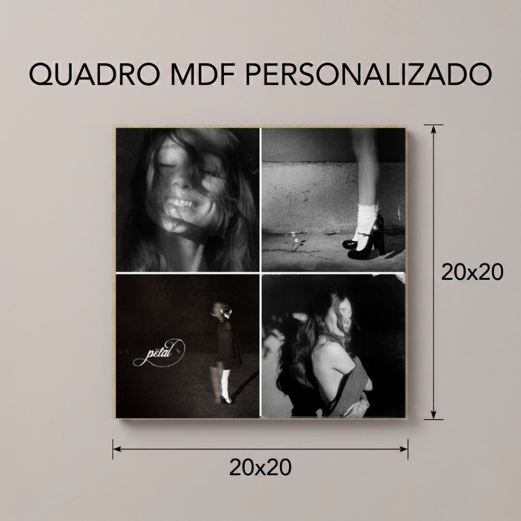 Plaquinha de MDF Personalizada Cantora Ariana Grande Álbum Petal - Quadro Decorativo Para Fã Cantora Internacional