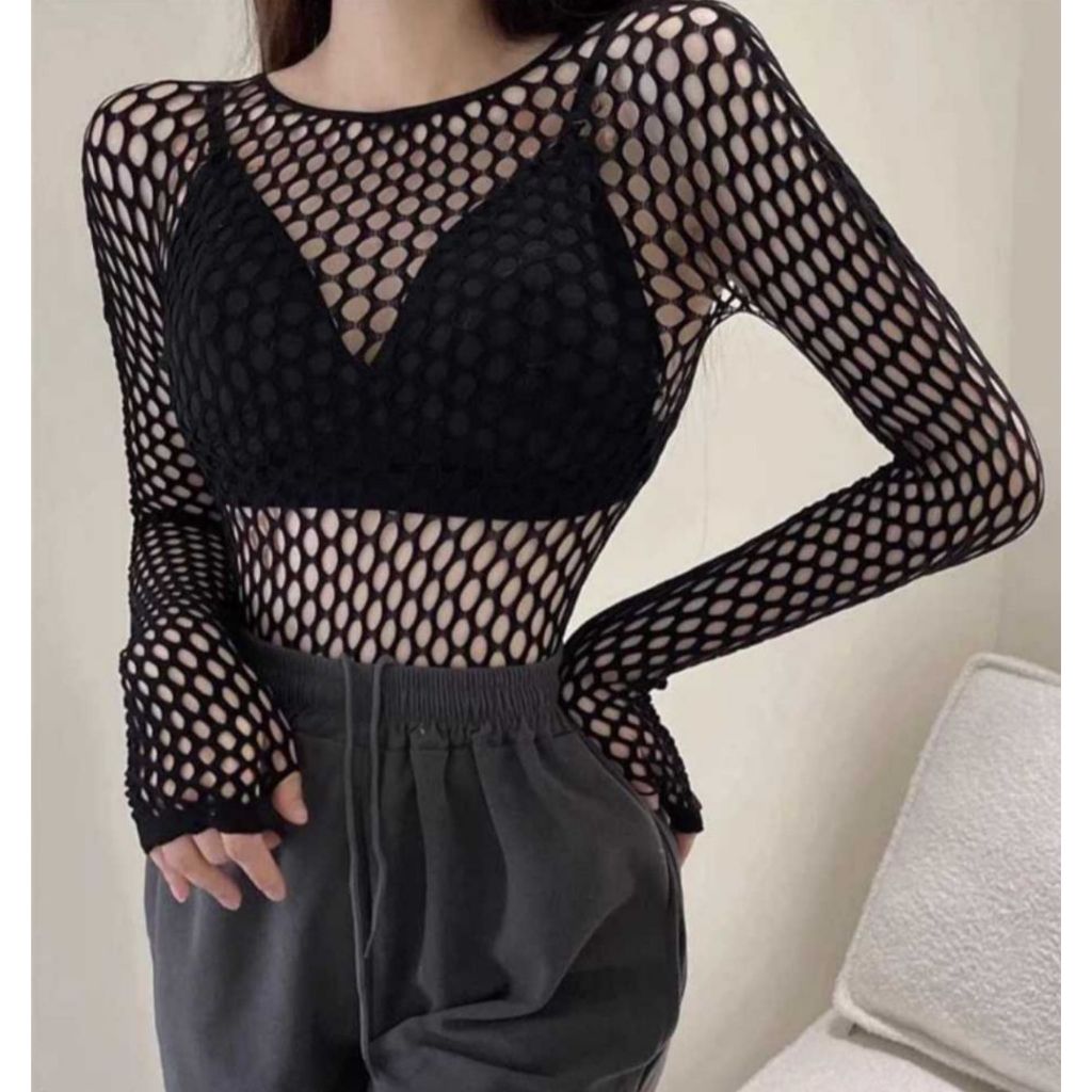 blusa arrastão manga longa blusa telada feminina blusa fishnet feminina blusa arrastão preta feminina blusa manga longa
