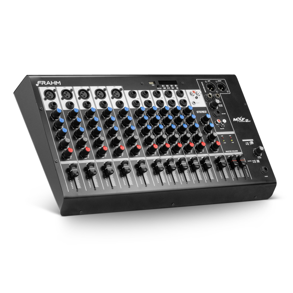 Mesa De Som Mxf 12 Canais Frahm Bt Gravador Mixer Efeito Eq