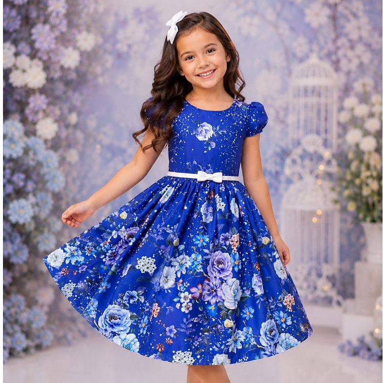Vestido Infantil Menina Colorido Borboleta Desenho FLORAIS Casual DIA das crianças BLOGUEIRINHA