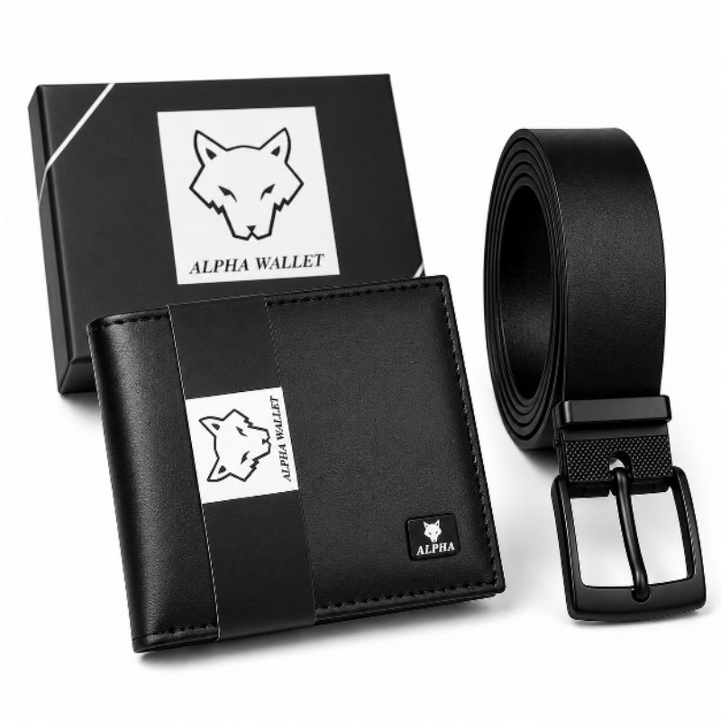 Kit Presente Masculino Carteira + Cinto Couro Sintético Casual