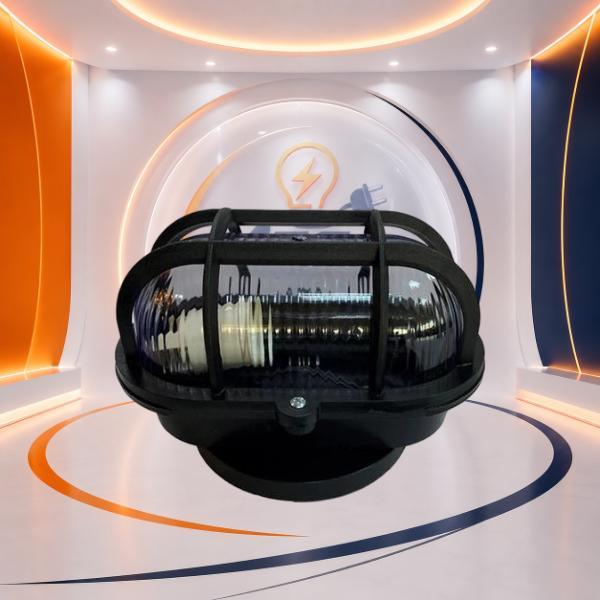 Arandela LED Tartaruga Oval E27 IP65 Preta - Luminária Externa Bivolt | Mega Volts