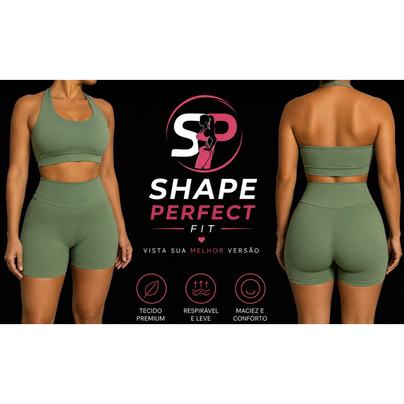 Conjunto Fitness Santorini Verde Espinafre Feminino Com Bojo