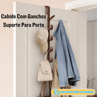 Cabide Suporte Para Porta Com 5 Ganchos Para Pendurar Da Porta/Bolsas/Chapéus/Acessórios.…