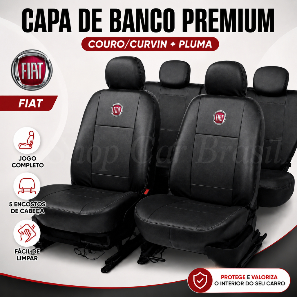 Jogo Capa De Banco Automotivo Para Carro Em Couro E Pluma Fiat Uno Palio Siena Strada Argo Mobi