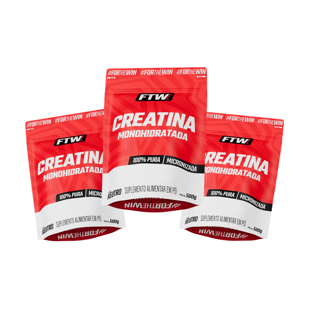 Kit 3 Creatina Monohidratada Pura Refil 500g - FTW