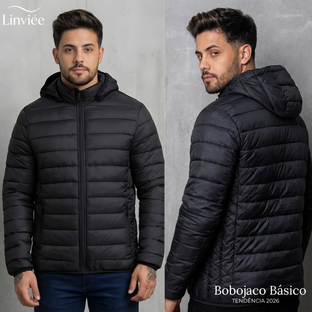 Jaqueta Puffer Masculina Premium Inverno 2026 Casaco Térmico Alta Qualidade Capuz Removível Top